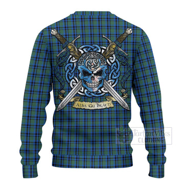 Falconer Tartan Ugly Sweater with Family Crest Celtic Skull Style - Tartan Vibes Clothing
