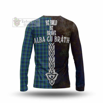 Falconer Tartan Family Crest Long Sleeve T-Shirt Alba Gu Brath Be Brave Lion Ancient Style