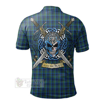 Falconer Tartan Polo Shirt with Family Crest Celtic Skull Style - Tartan Vibes Clothing