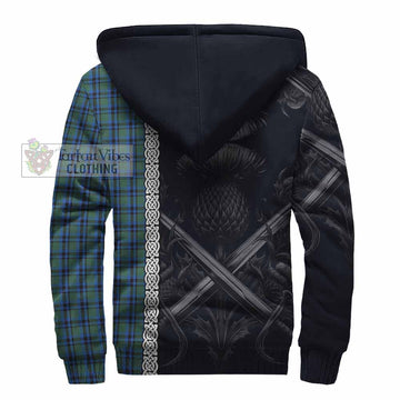 Falconer Tartan Sherpa Hoodie with Family Crest Cross Sword Thistle Celtic Vibes - Tartan Vibes Clothing