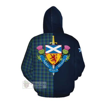 Falconer Tartan Cotton Hoodie Alba with Scottish Lion Royal Arm Half Style Pullover Hoodie - Tartan Vibes Clothing