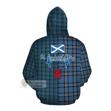 Falconer Tartan Cotton Hoodie Happy St. Andrew's Day Half Tartan Style Pullover Hoodie - Tartan Vibes Clothing