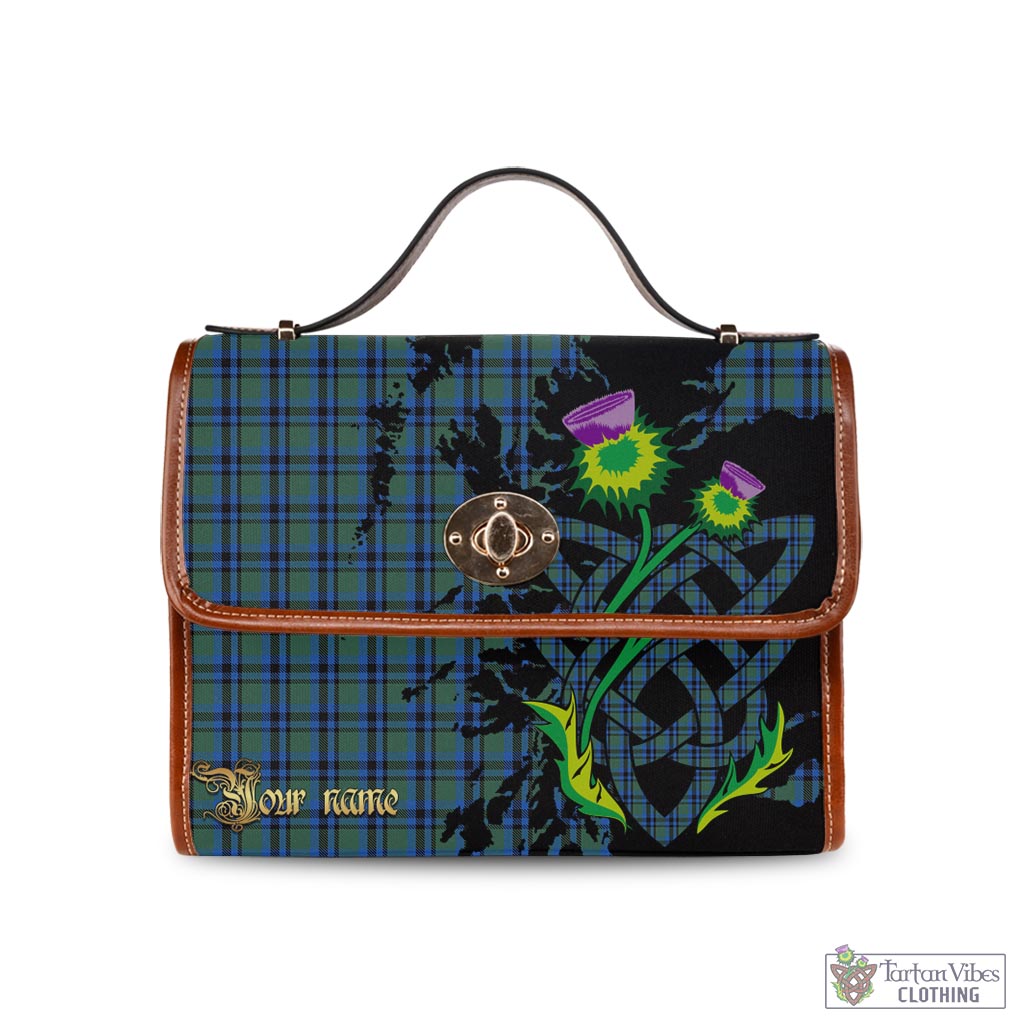 Tartan Vibes Clothing Falconer Tartan Waterproof Canvas Bag with Scotland Map and Thistle Celtic Accents