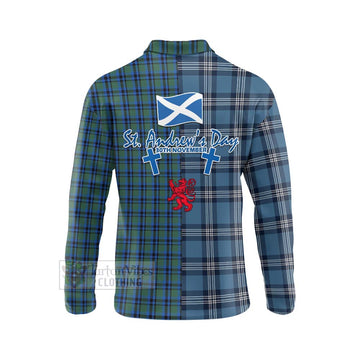 Falconer Tartan Long Sleeve Polo Shirt Happy St. Andrew's Day Half Tartan Style - Tartan Vibes Clothing