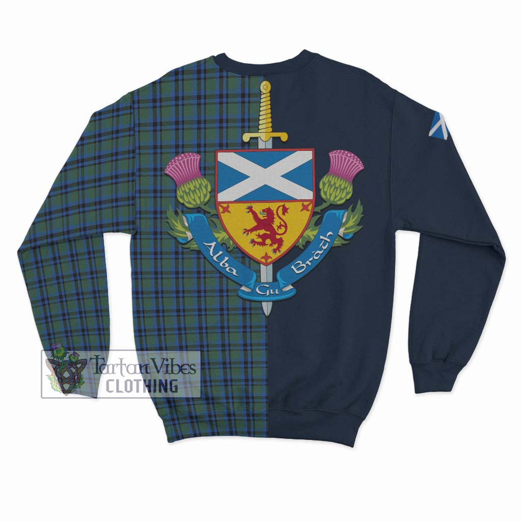 Falconer Tartan Sweatshirt Alba with Scottish Lion Royal Arm Half Style - Tartan Vibes Clothing