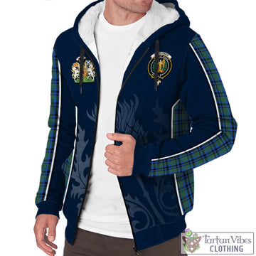 Falconer Tartan Sherpa Hoodie with Family Crest and Scottish Thistle Vibes Sport Style - Tartan Vibes Clothing