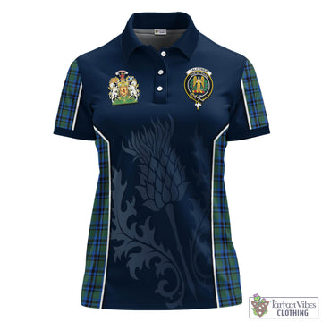 Falconer Tartan Women's Polo Shirt with Family Crest and Scottish Thistle Vibes Sport Style