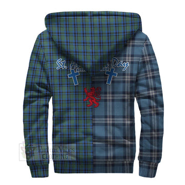 Falconer Tartan Sherpa Hoodie Happy St. Andrew's Day Half Tartan Style - Tartan Vibes Clothing