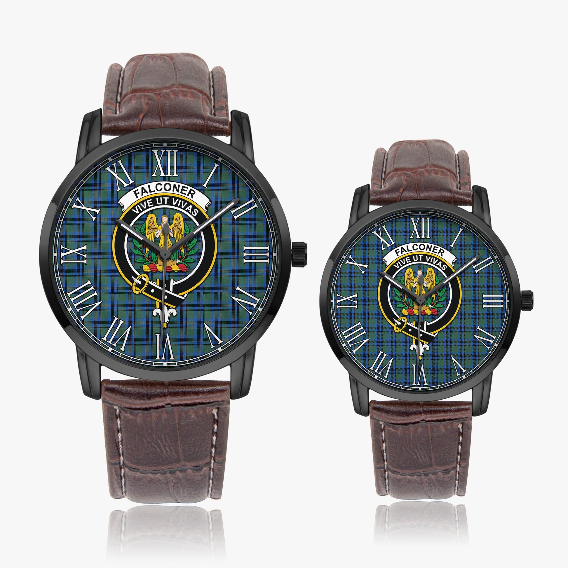 Falconer Tartan Family Crest Leather Strap Quartz Watch - Tartan Vibes Clothing
