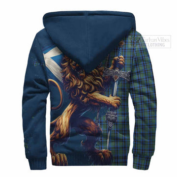 Falconer Tartan Family Crest Sherpa Hoodie with Scottish Majestic Lion - Tartan Vibes Clothing