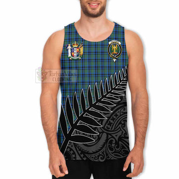 Falconer Crest Tartan Men's Tank Top with New Zealand Silver Fern Half Style - Tartan Vibes Clothing