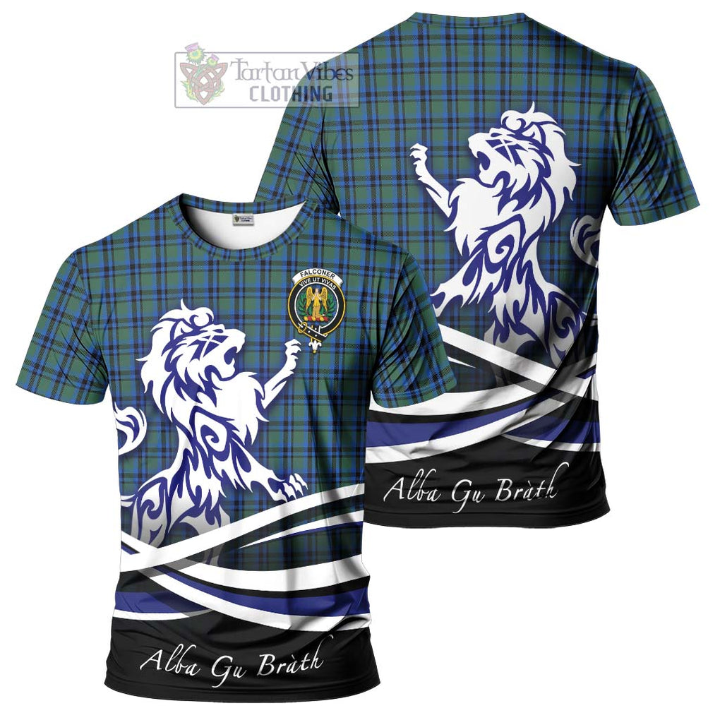 Falconer Tartan Cotton T-shirt with Alba Gu Brath Regal Lion Emblem Women's Shirt - Tartan Vibes Clothing