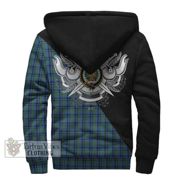 Falconer Tartan Sherpa Hoodie with Family Crest and Military Logo Style - Tartan Vibes Clothing
