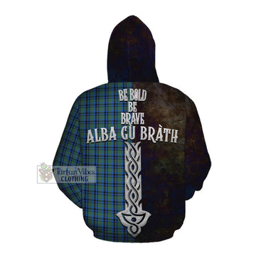 Falconer Tartan Family Crest Cotton Hoodie Alba Gu Brath Be Brave Lion Ancient Style