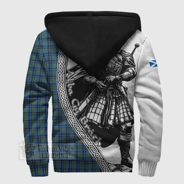 Falconer Tartan Clan Crest Sherpa Hoodie with Highlander Warrior Celtic Style - Tartan Vibes Clothing