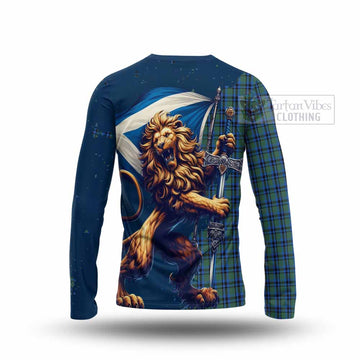 Falconer Tartan Family Crest Long Sleeve T-Shirt with Scottish Majestic Lion - Tartan Vibes Clothing
