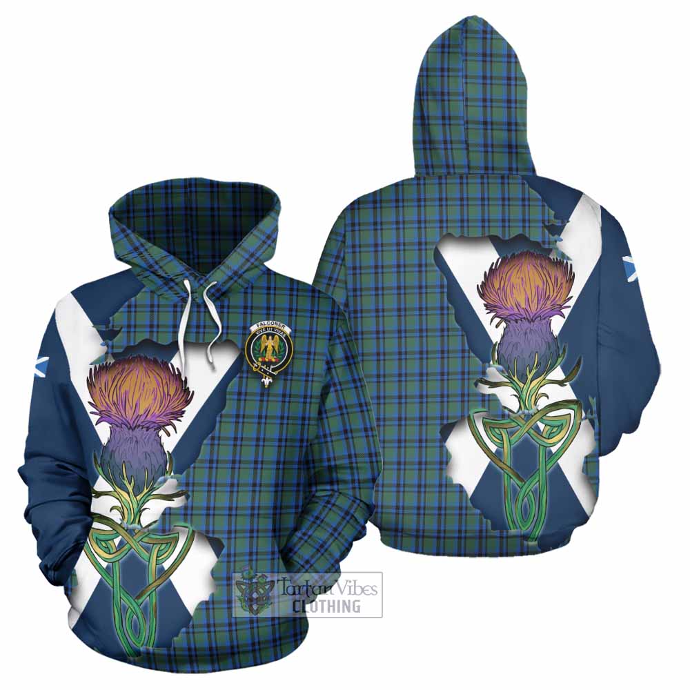 Tartan Vibes Clothing Falconer Tartan Family Crest Hoodie Scottish Thistle Celtic Inspired