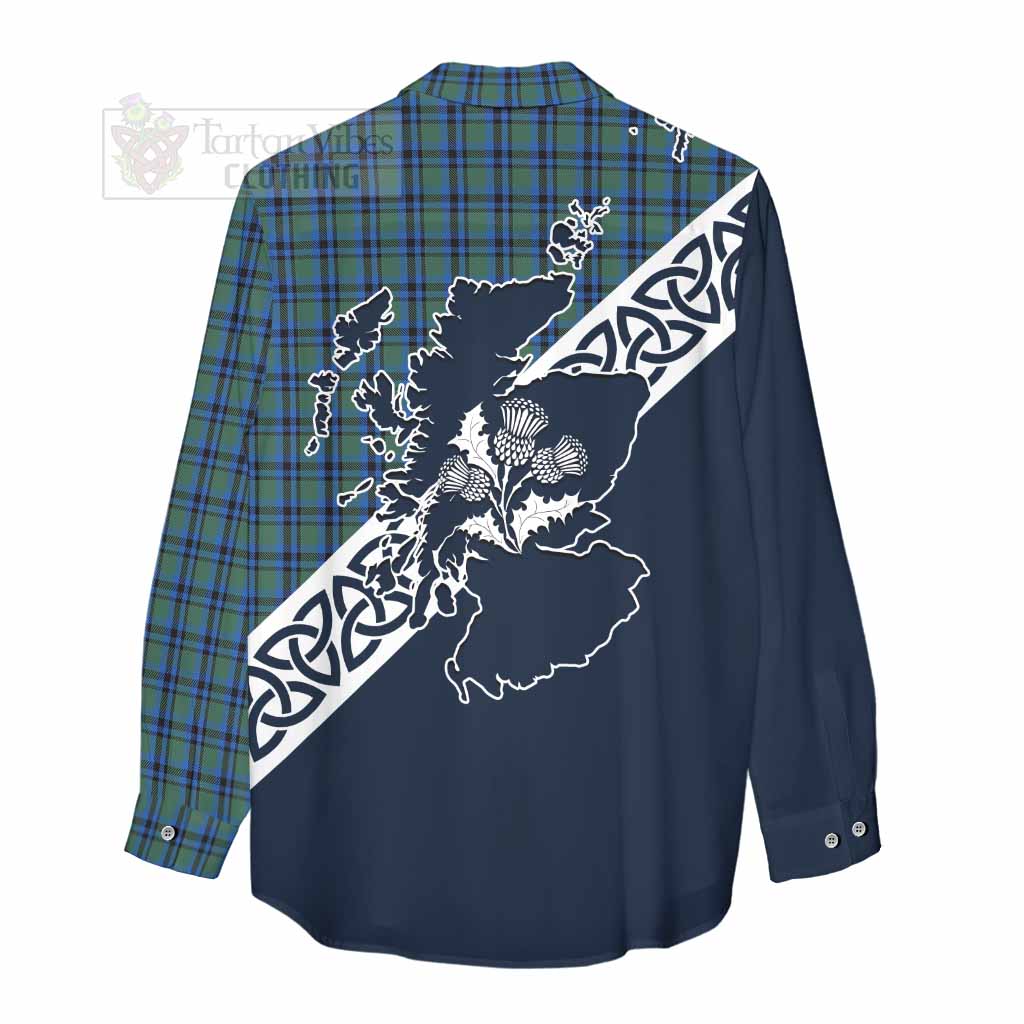 Falconer Tartan Women's Casual Shirt Featuring Thistle and Scotland Map - Tartan Vibes Clothing