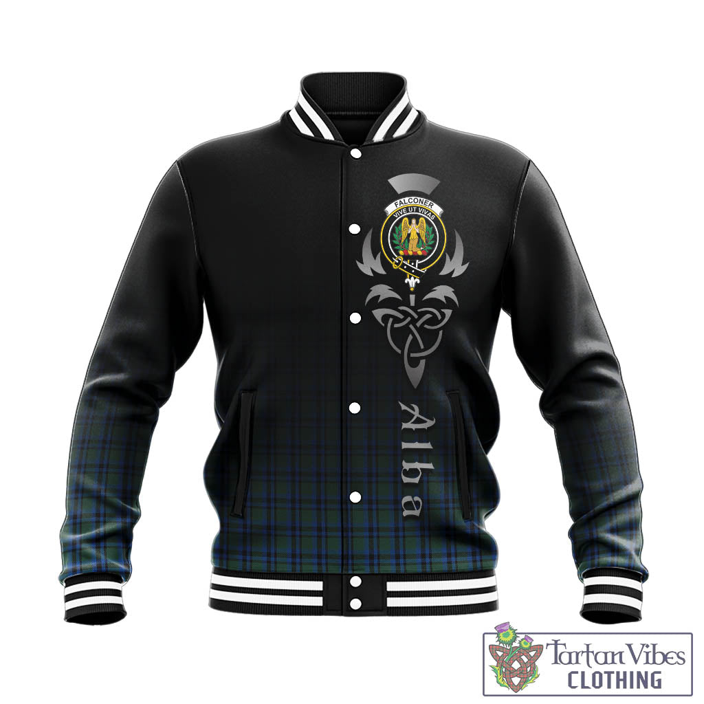 Falconer Tartan Baseball Jacket Featuring Alba Gu Brath Family Crest Celtic Inspired - Tartan Vibes Clothing