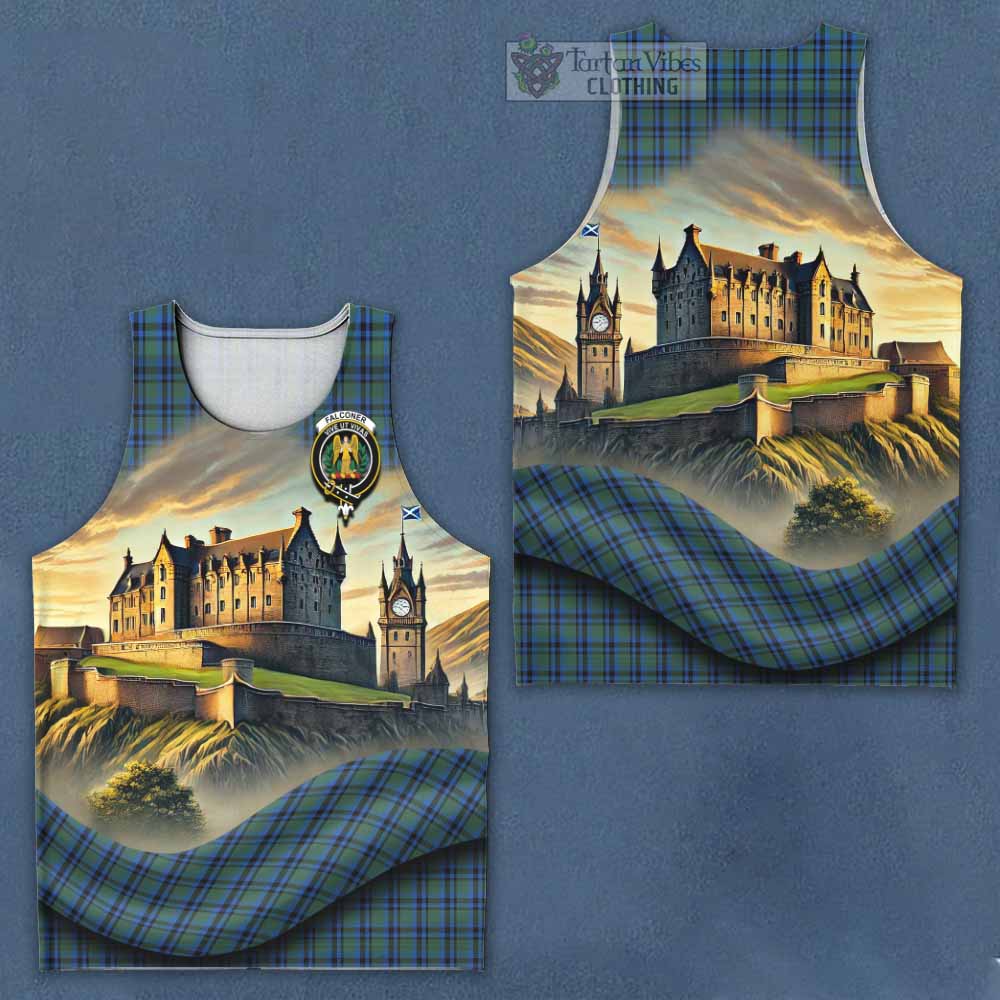 Falconer Tartan Family Crest Men's Tank Top with Scottish Ancient Castle Style - Tartan Vibes Clothing