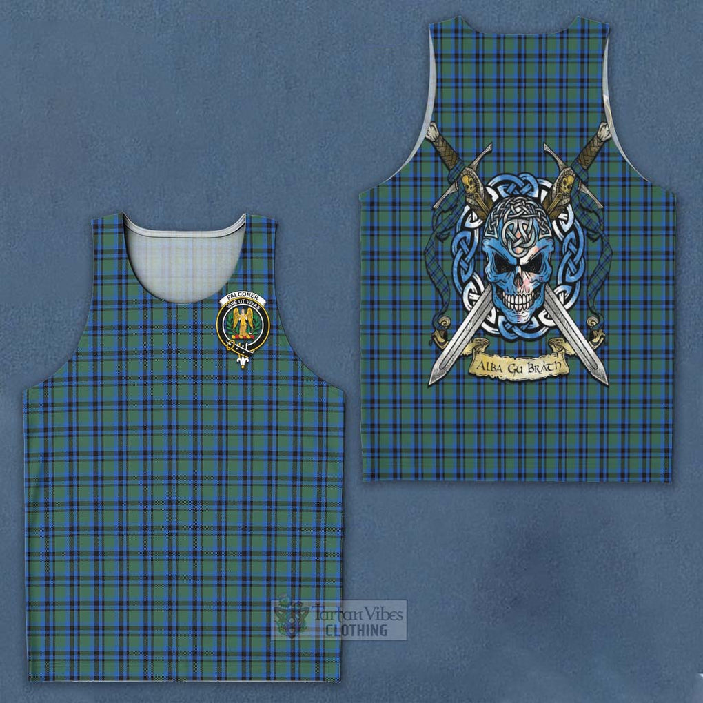 Falconer Tartan Men's Tank Top with Family Crest Celtic Skull Style - Tartan Vibes Clothing