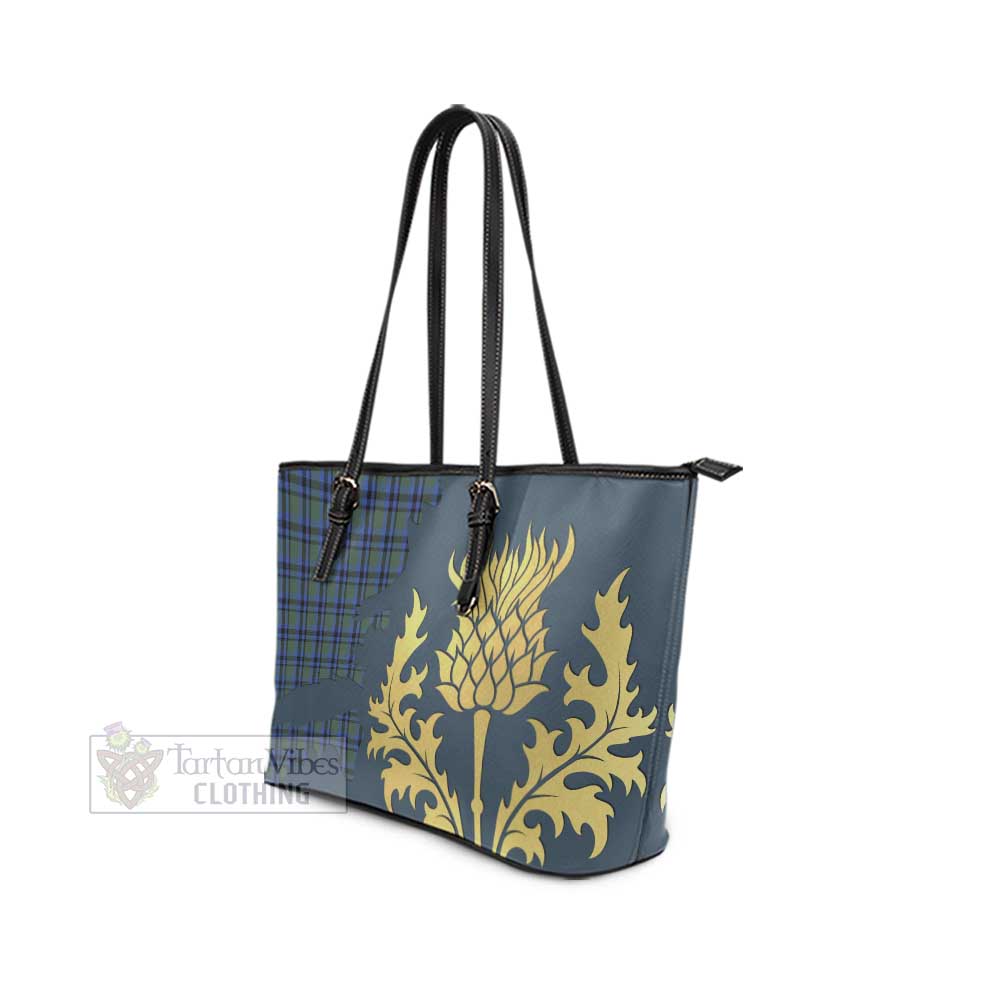 Tartan Vibes Clothing Falconer Tartan Leather Tote Bag Gold Thistle Style