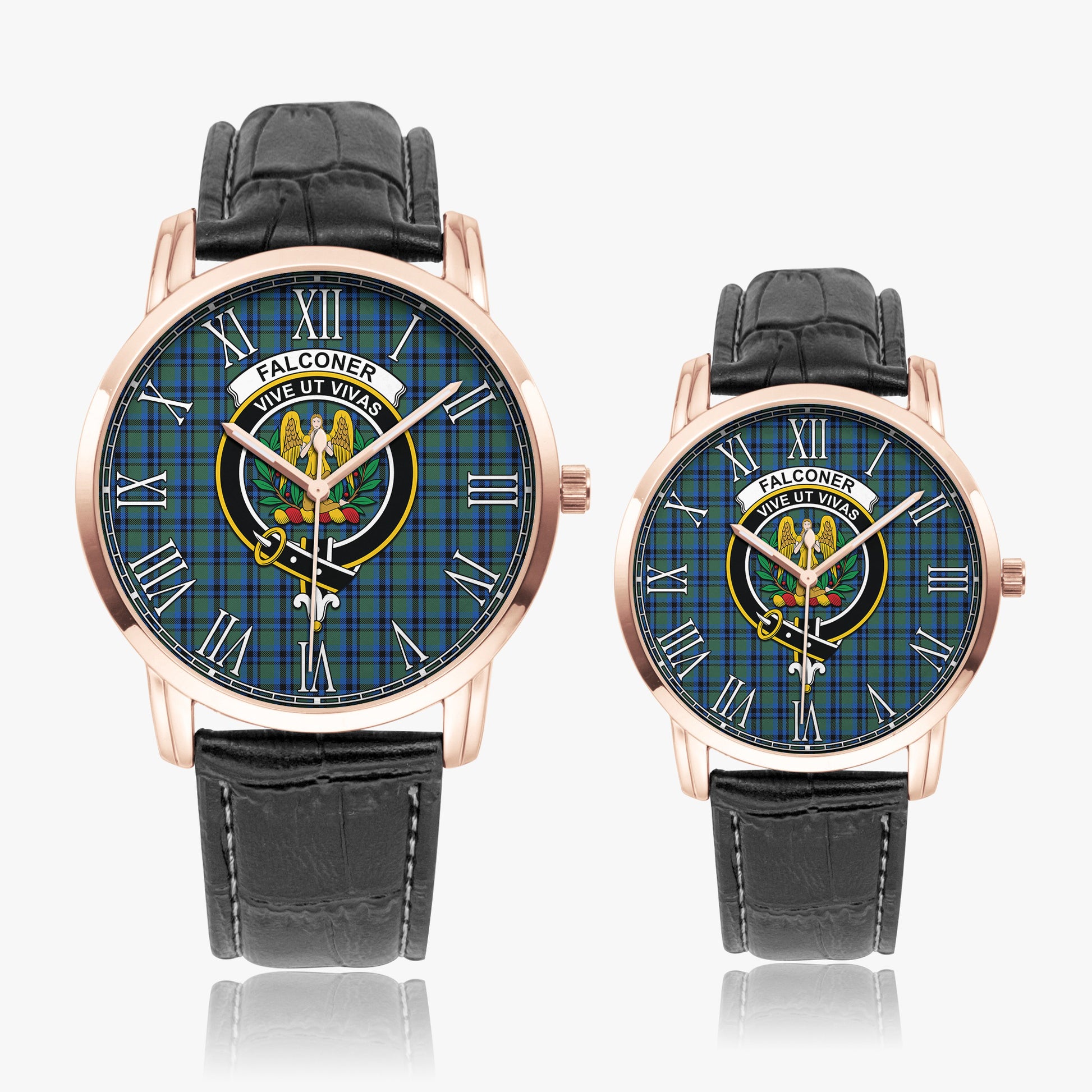 Falconer Tartan Family Crest Leather Strap Quartz Watch - Tartan Vibes Clothing