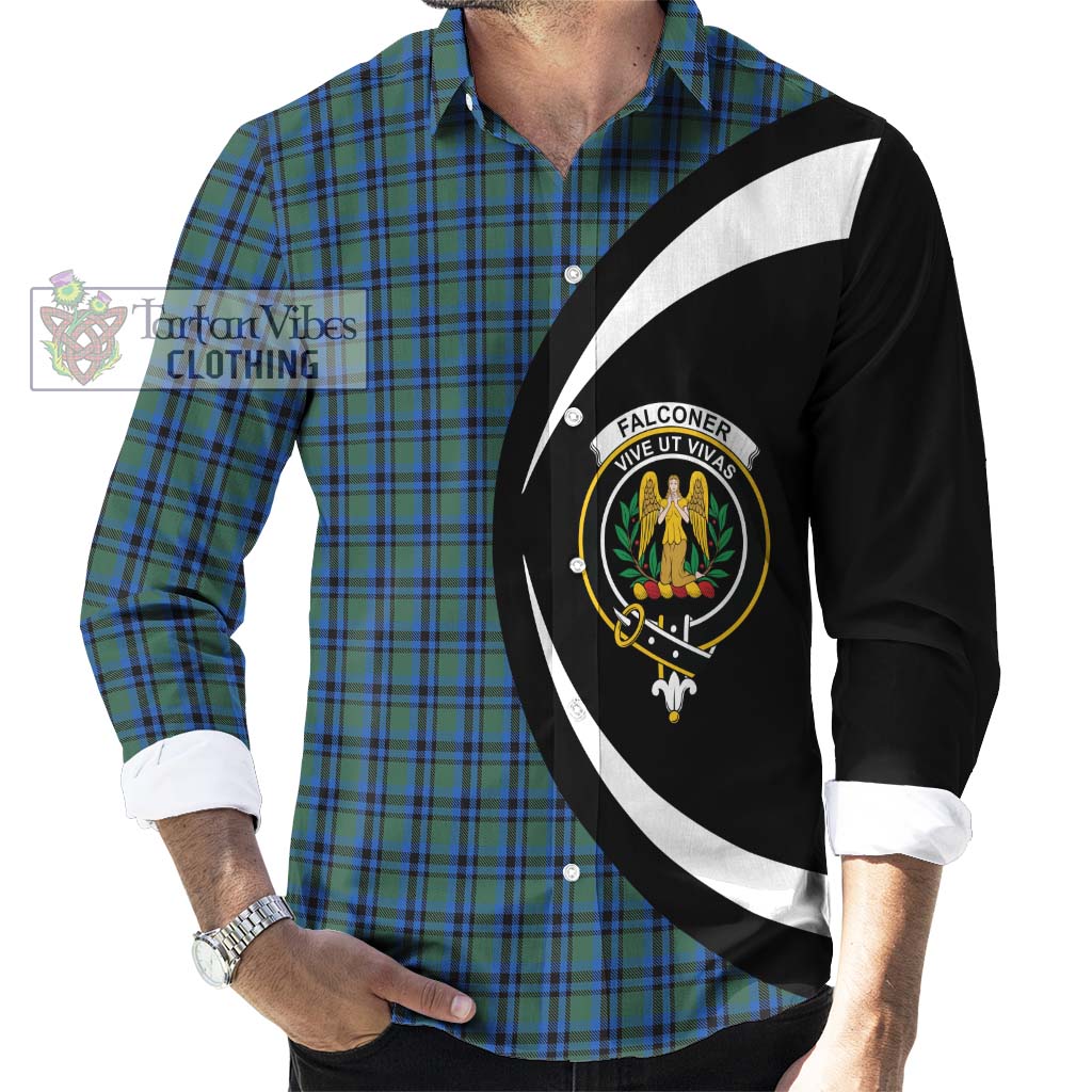 Falconer Tartan Long Sleeve Button Up with Family Crest Circle Style - Tartan Vibes Clothing