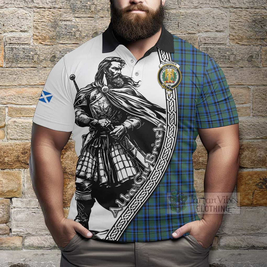 Falconer Tartan Clan Crest Polo Shirt with Highlander Warrior Celtic Style - Tartan Vibes Clothing