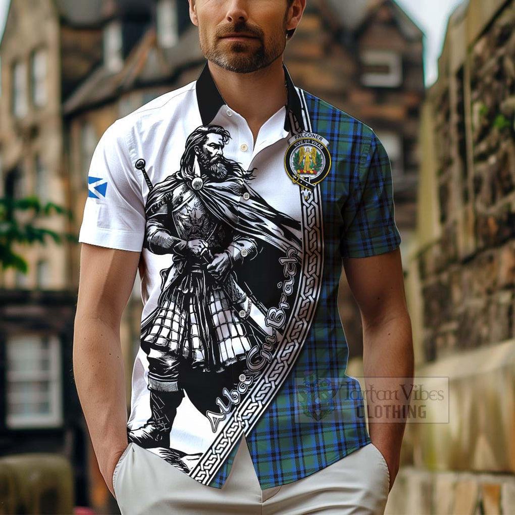 Falconer Tartan Clan Crest Hawaiian Shirt with Highlander Warrior Celtic Style - Tartan Vibes Clothing