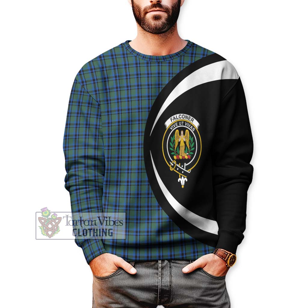 Falconer Tartan Sweatshirt with Family Crest Circle Style - Tartan Vibes Clothing