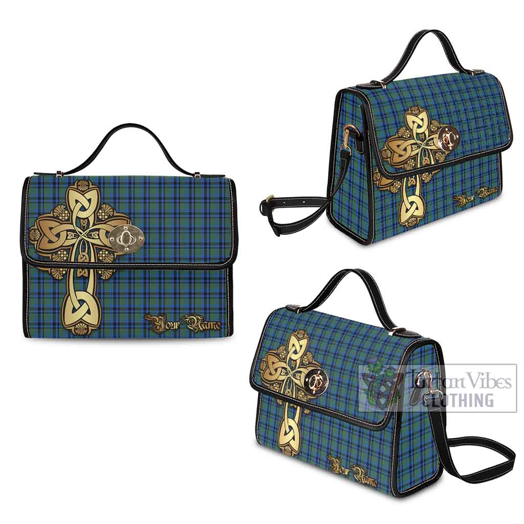 Tartan Vibes Clothing Falconer Tartan Waterproof Canvas Bag Golden Thistle Celtic Cross Style