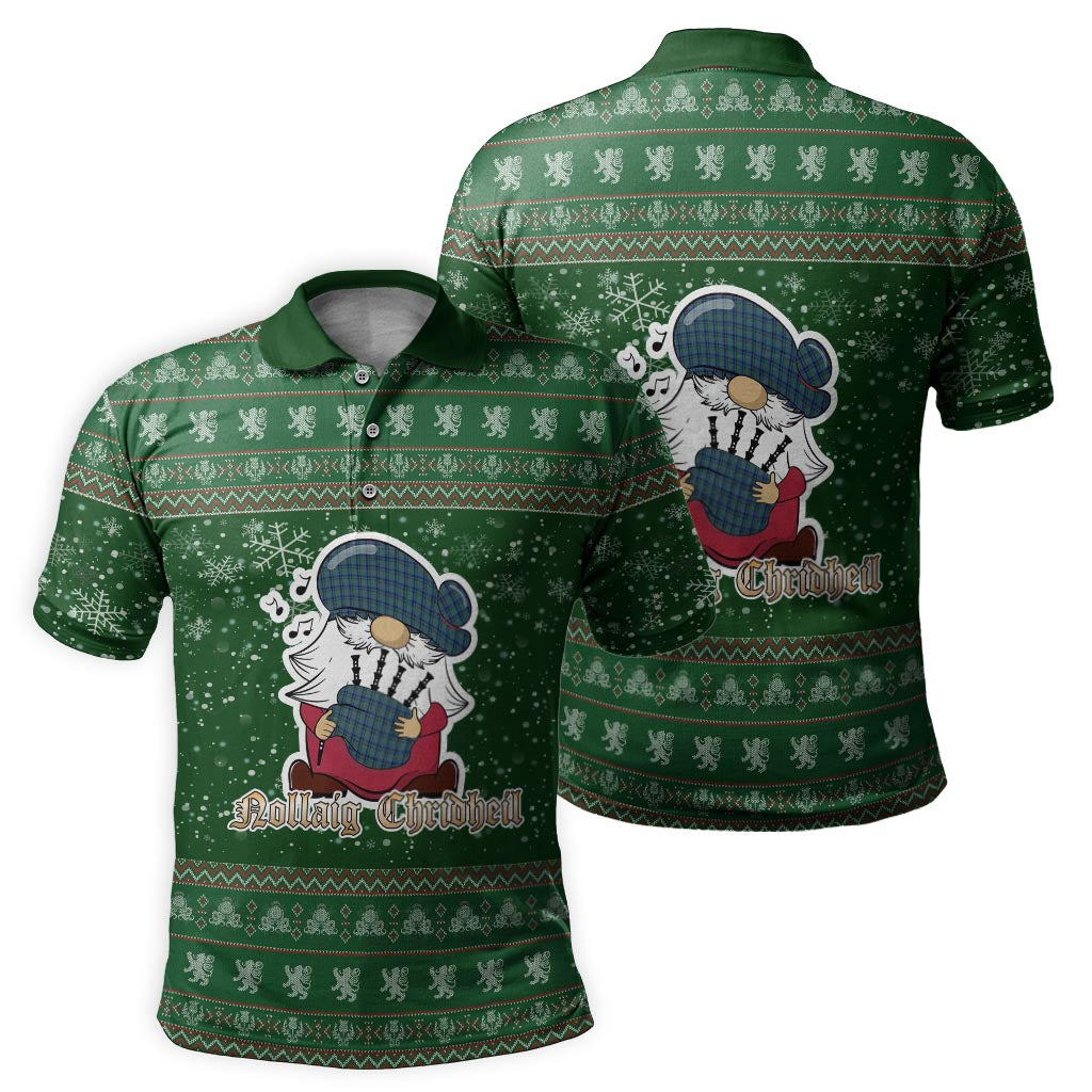 Falconer Clan Christmas Family Polo Shirt with Funny Gnome Playing Bagpipes - Tartanvibesclothing