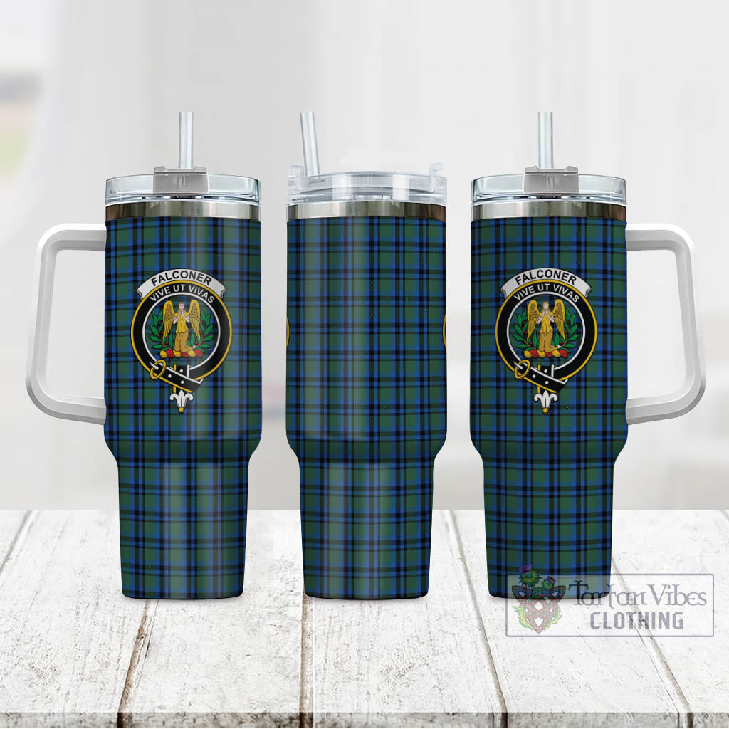 Falconer Tartan Tumbler with Handle with Family Crest - Tartan Vibes Clothing