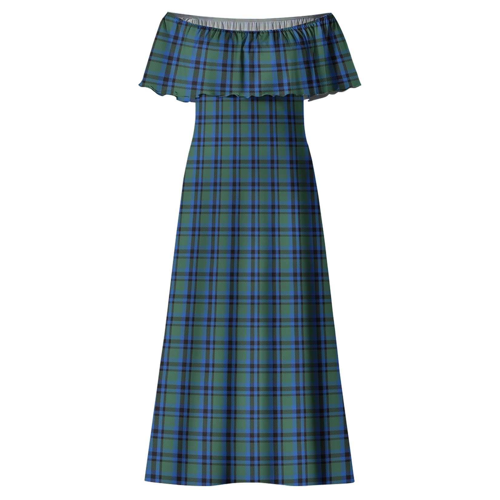 Falconer Tartan Off Shoulder Long Dress - Tartan Vibes Clothing