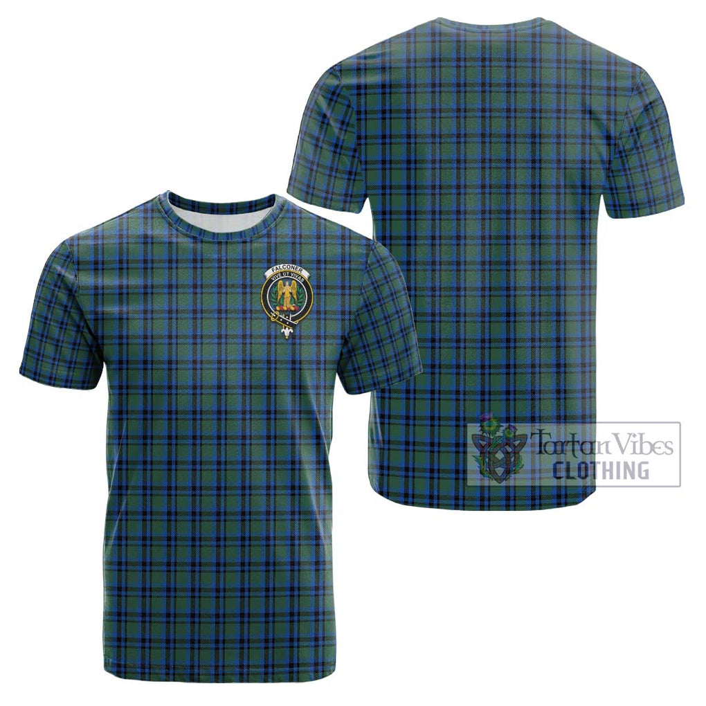 Falconer Tartan Cotton T-Shirt with Family Crest - Tartan Vibes Clothing