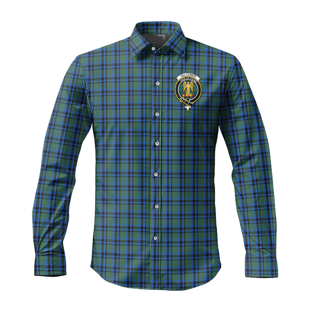 Falconer Tartan Long Sleeve Button Up Shirt with Family Crest Men's Shirt - Tartan Vibes Clothing