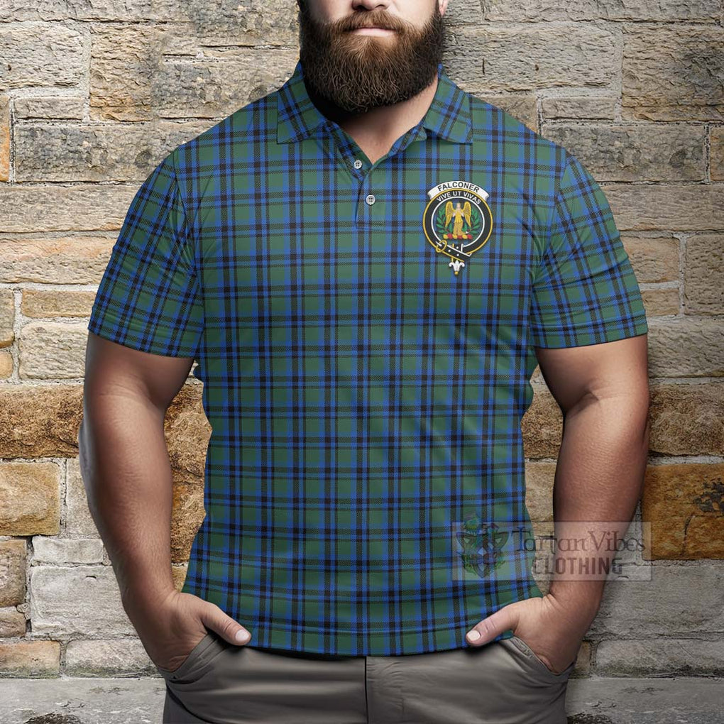 Falconer Tartan Polo Shirt with Family Crest Celtic Skull Style - Tartan Vibes Clothing