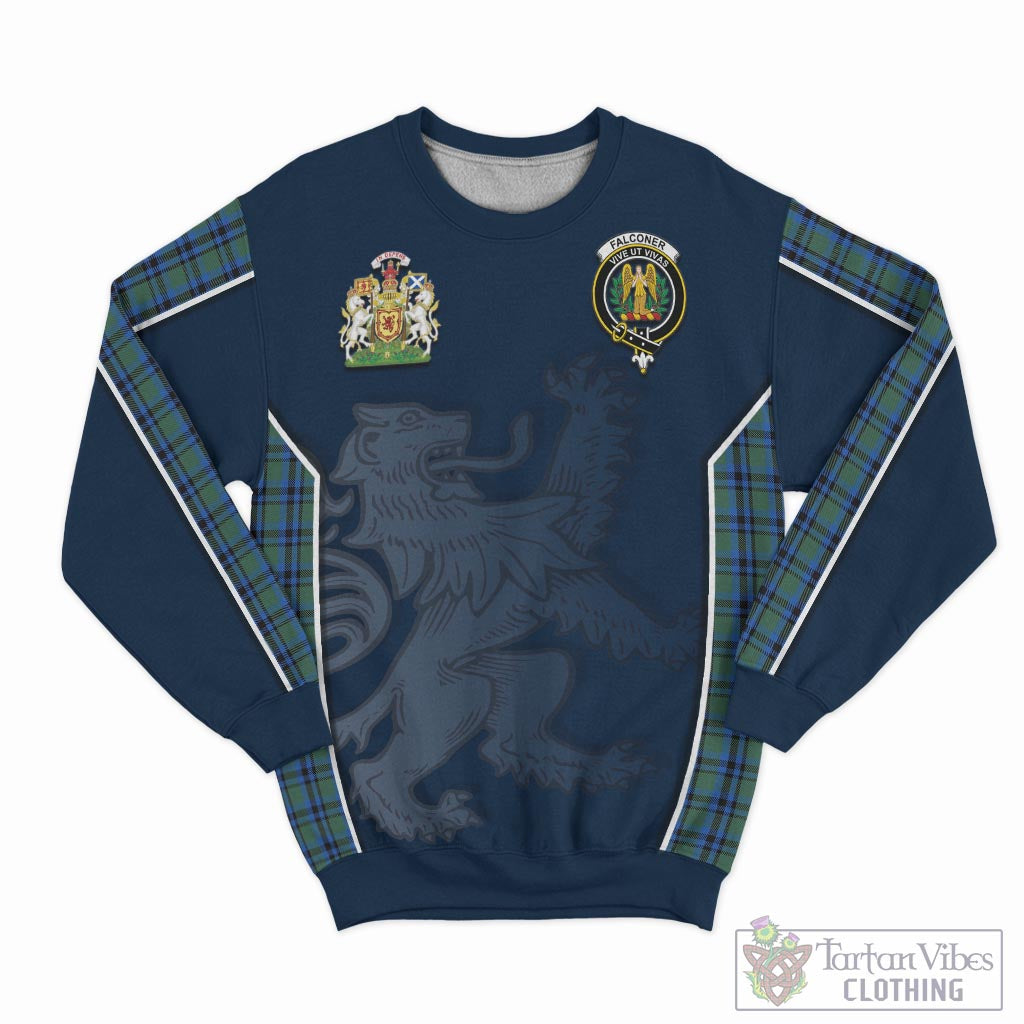 Tartan Vibes Clothing Falconer Tartan Sweater with Family Crest and Lion Rampant Vibes Sport Style