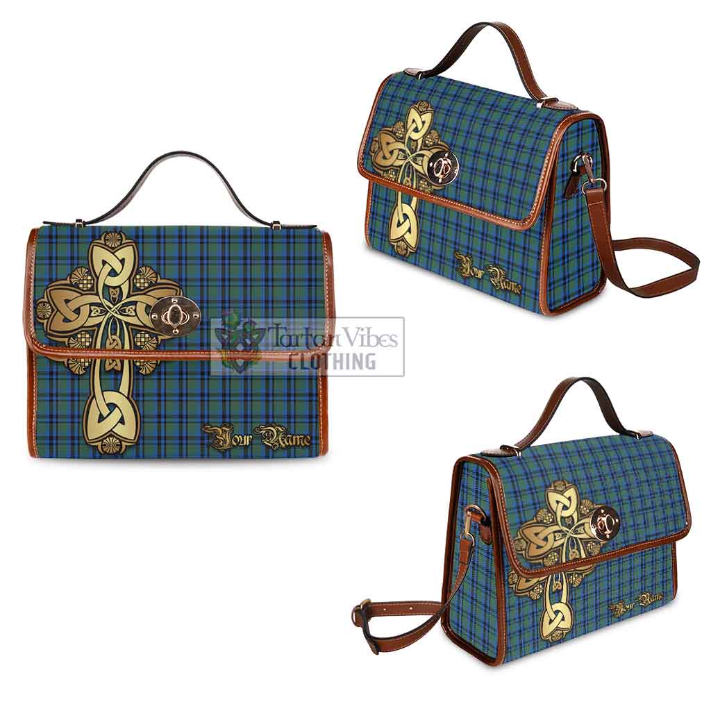 Tartan Vibes Clothing Falconer Tartan Waterproof Canvas Bag Golden Thistle Celtic Cross Style