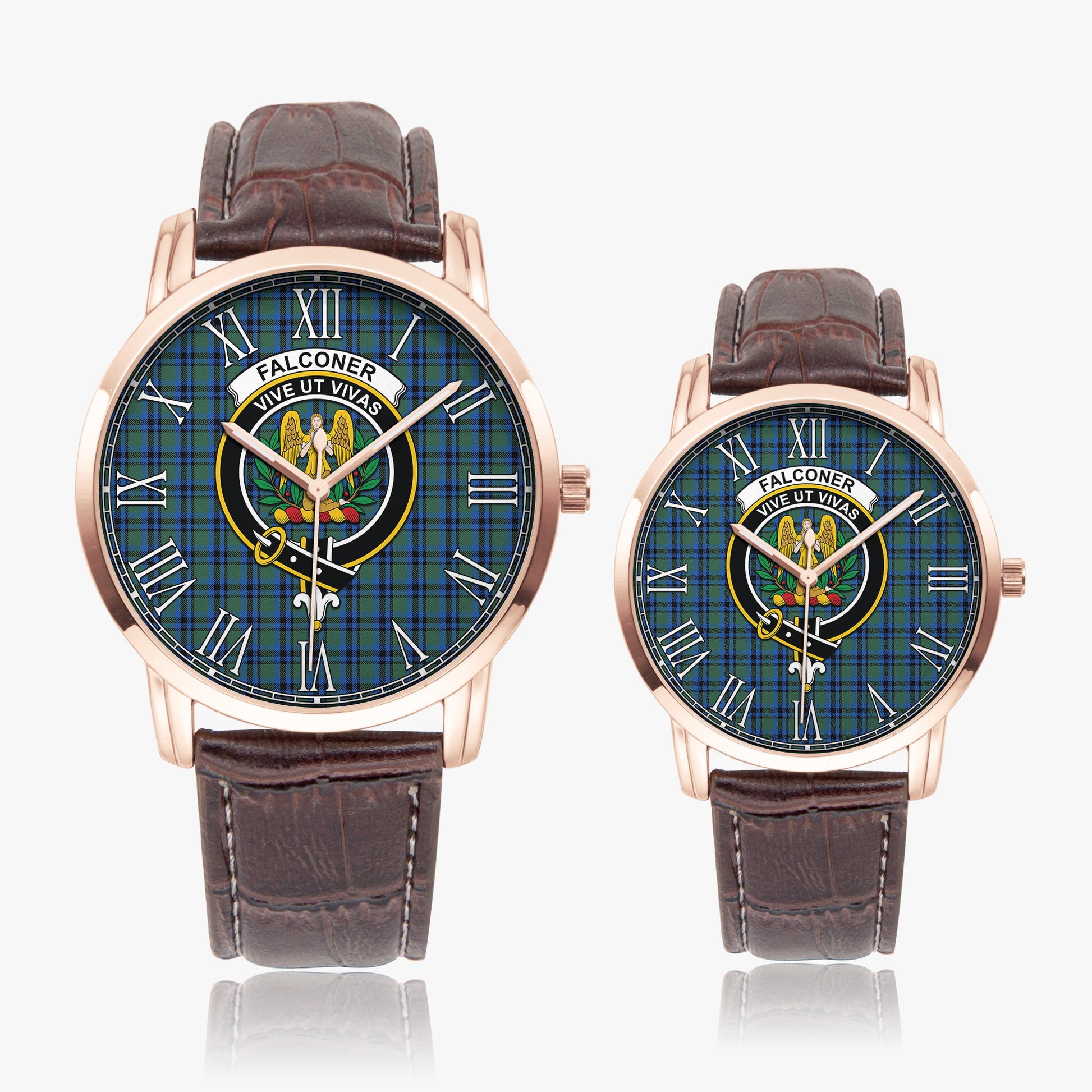 Falconer Tartan Family Crest Leather Strap Quartz Watch - Tartan Vibes Clothing