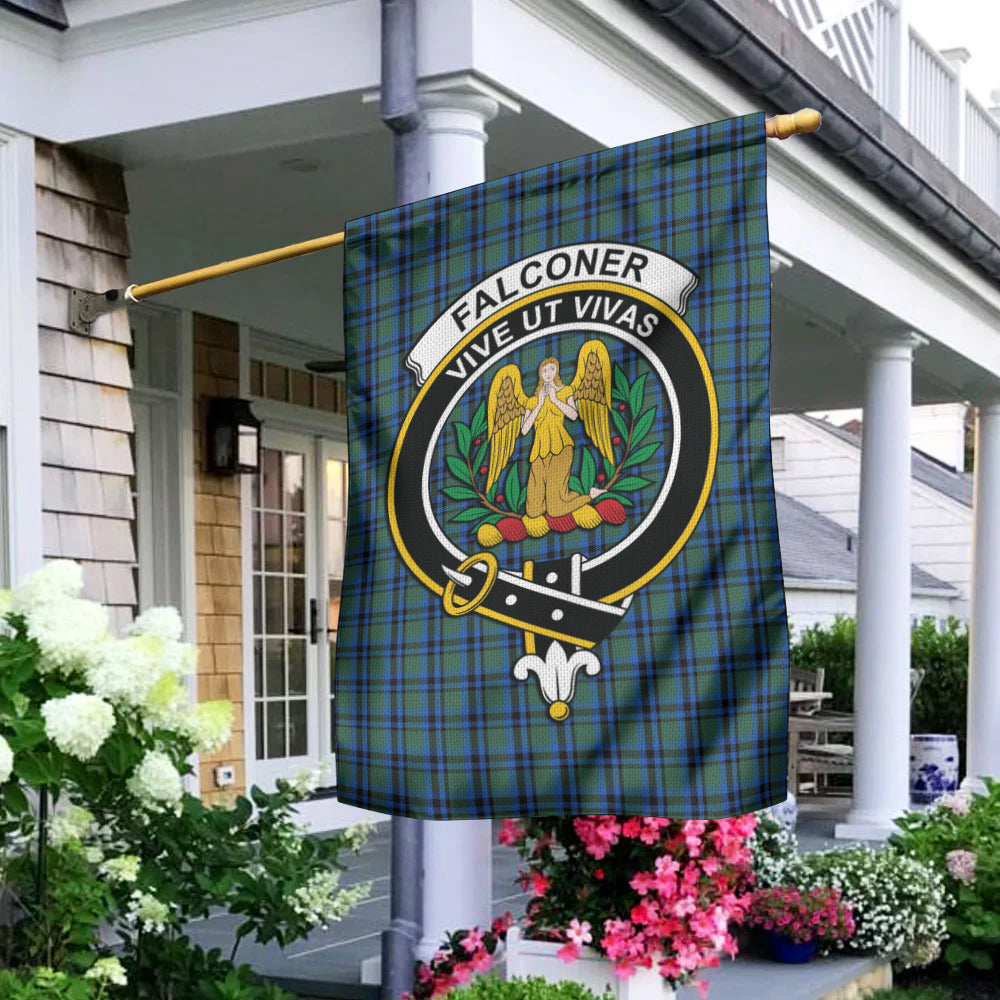 Falconer Tartan Garden Flag with Family Crest - Tartan Vibes Clothing