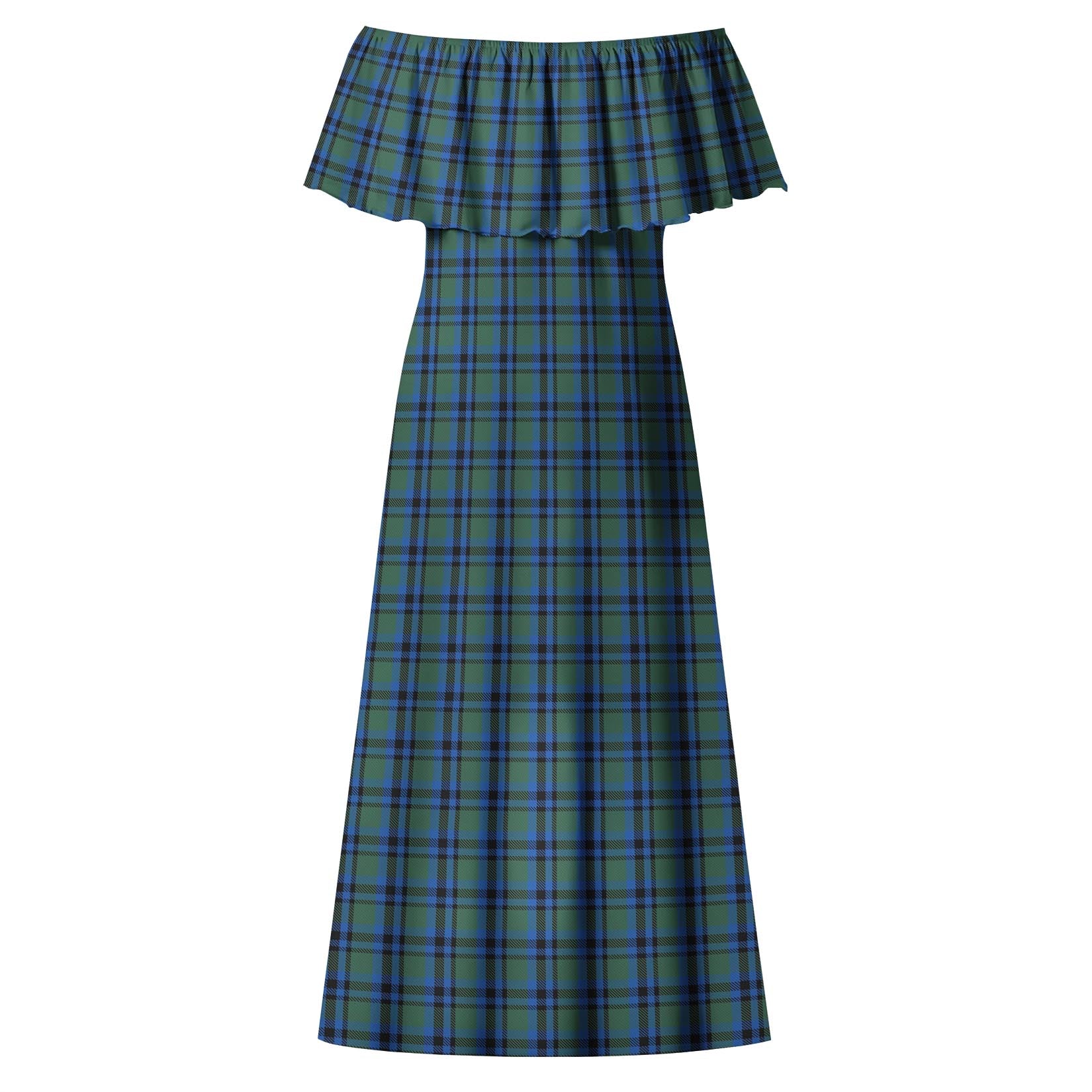 Falconer Tartan Off Shoulder Long Dress - Tartan Vibes Clothing