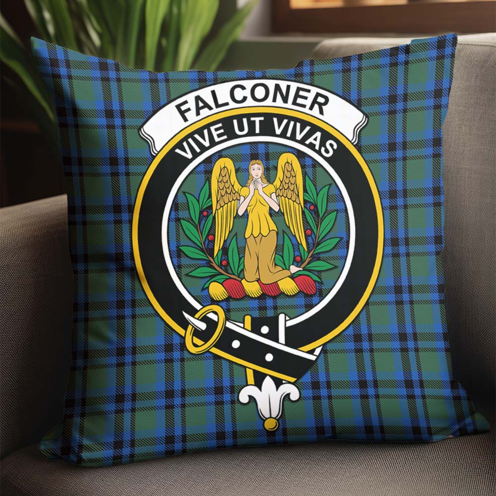 Falconer Tartan Pillow Cover with Family Crest - Tartan Vibes Clothing