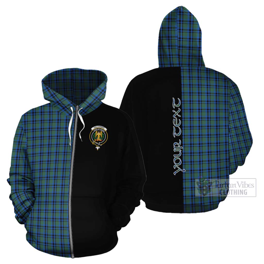 Tartan Vibes Clothing Falconer Tartan Cotton Hoodie with Family Crest and Half Of Me Style