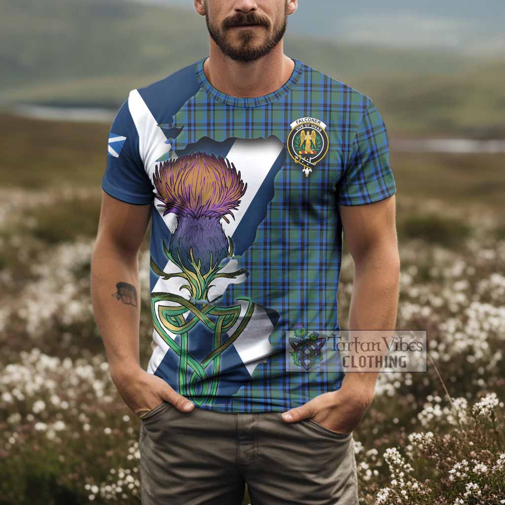 Falconer Tartan Family Crest T-Shirt Scottish Thistle Celtic Inspired - Tartan Vibes Clothing
