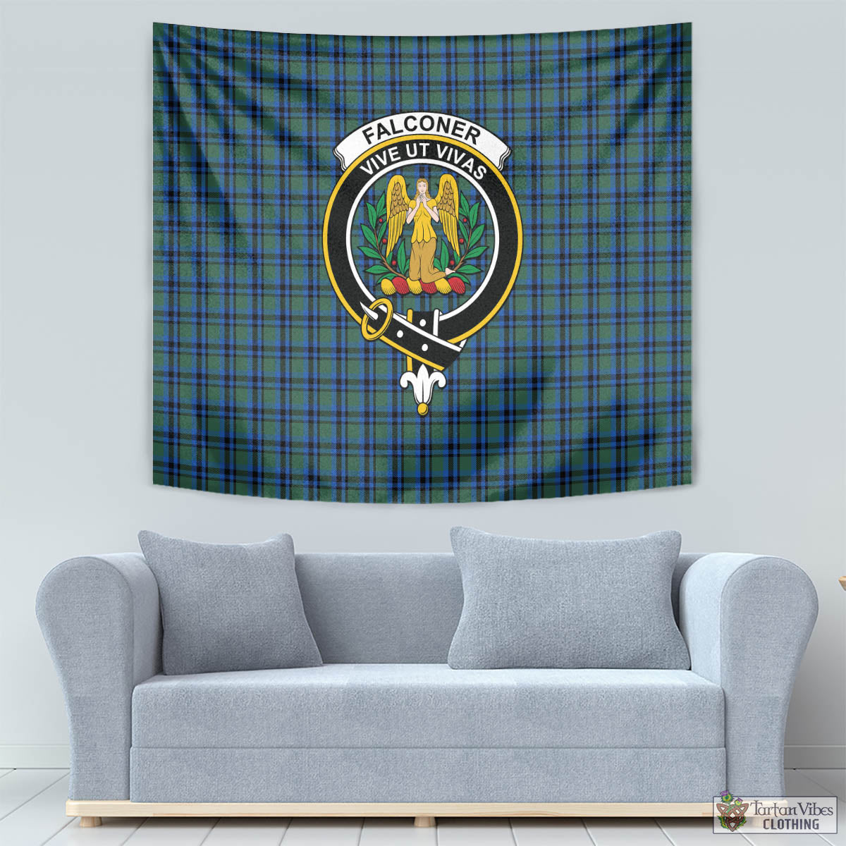 Falconer Tartan Tapestry Wall Hanging and Home Decor for Room with Family Crest - Tartan Vibes Clothing