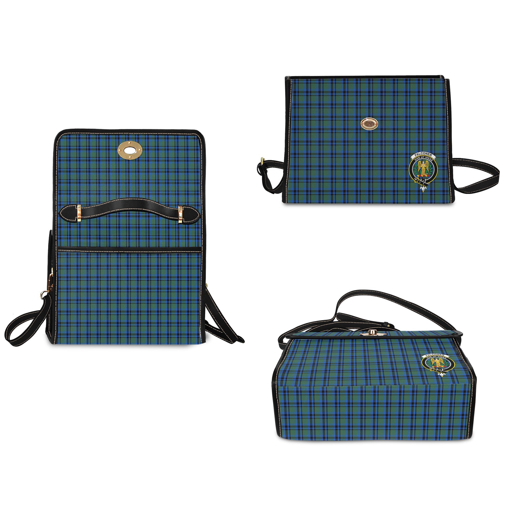 falconer-tartan-leather-strap-waterproof-canvas-bag-with-family-crest