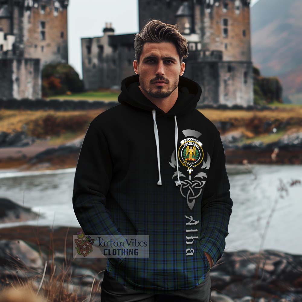 Tartan Vibes Clothing Falconer Tartan Cotton Hoodie Featuring Alba Gu Brath Family Crest Celtic Inspired