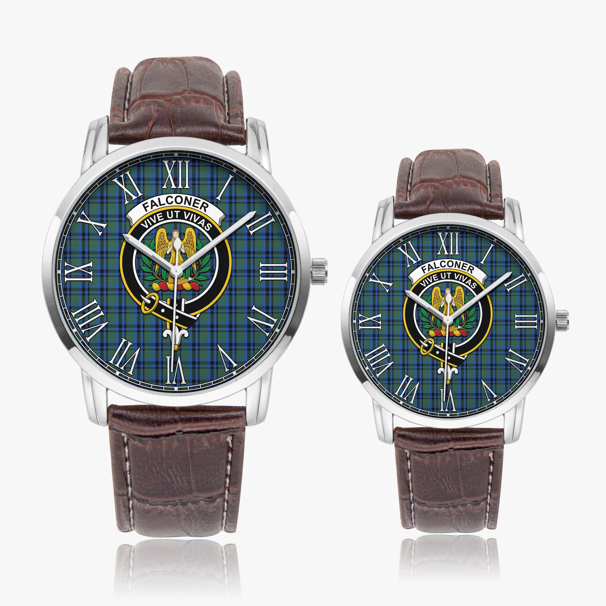Falconer Tartan Family Crest Leather Strap Quartz Watch - Tartan Vibes Clothing